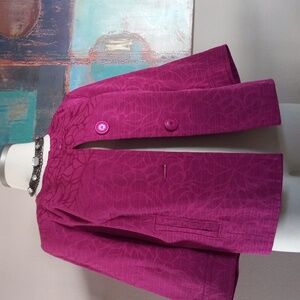 Isabella Suits Magenta Blazer with Floral Pattern Size 18W